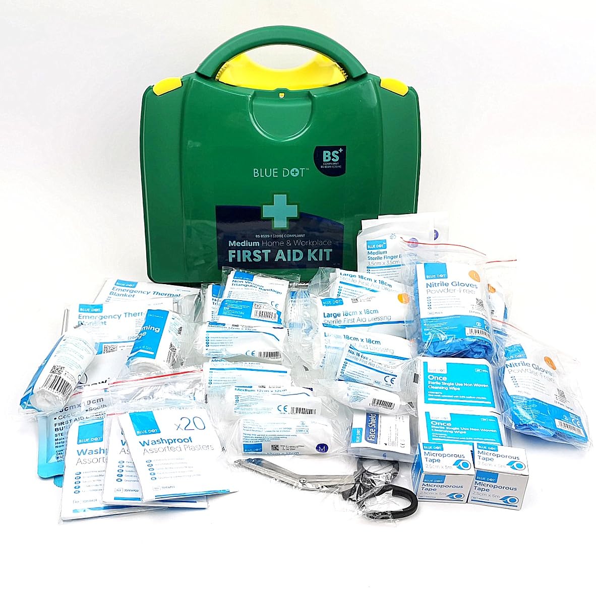 Medium Home and Workplace First Aid Kit - BS 8599-1:2019 Compliant with wall Bracket