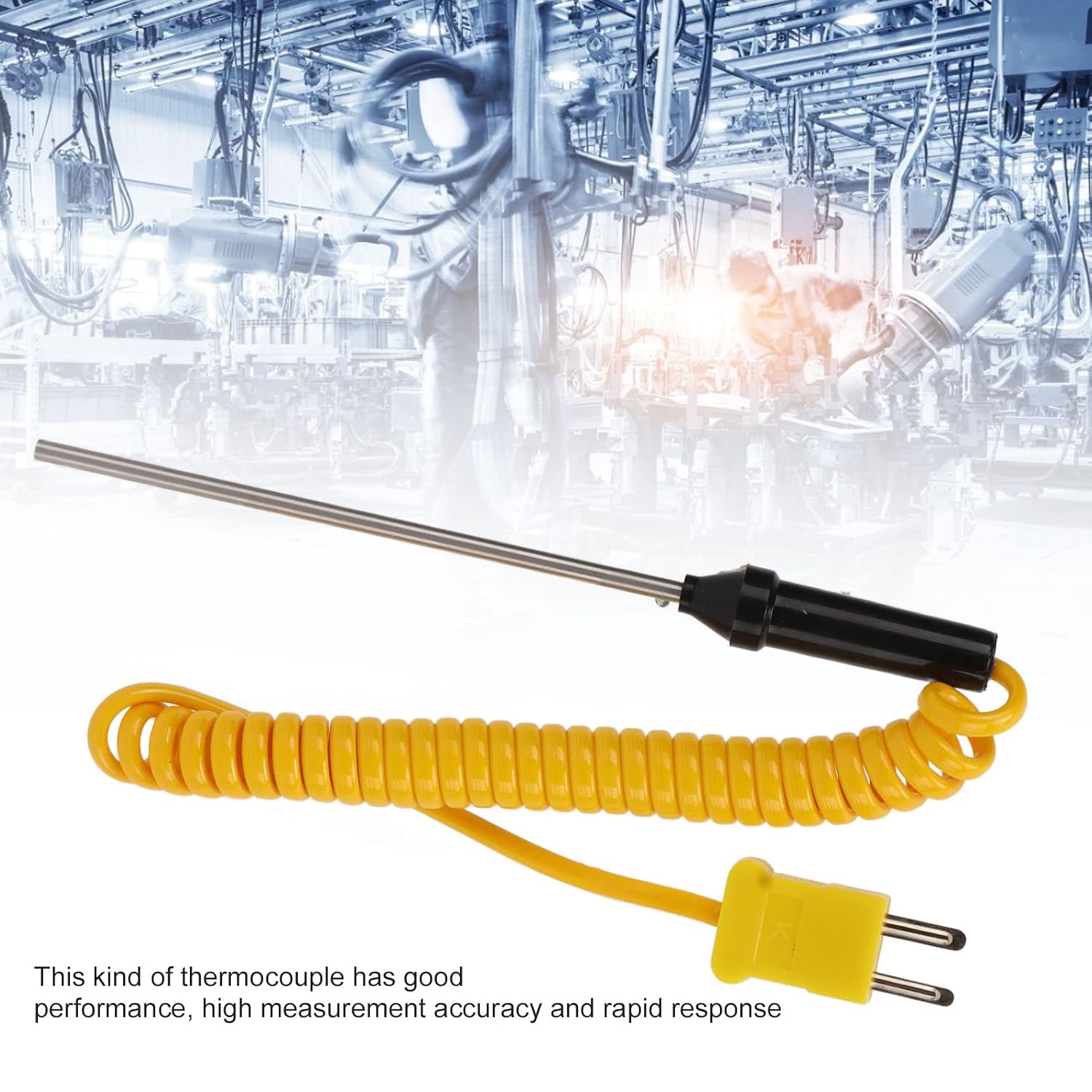 Tyenaza Thermocouple, K Type Thermocouple Steel Thermocouple Sensor with Insulated Handle Rapid Response for Temperature Testing (Temperature Probe thermocouple)