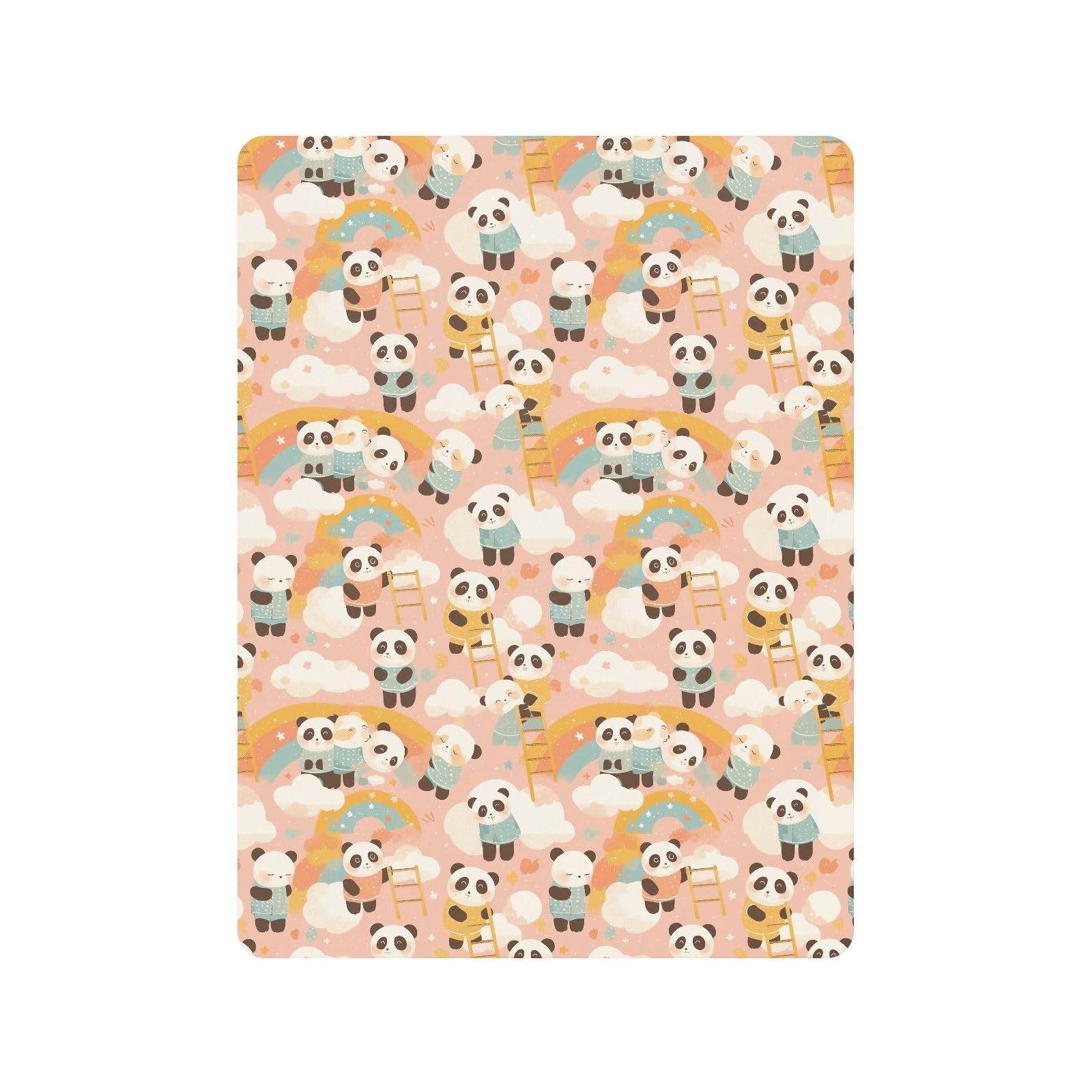 Cute Blush Panda łóżeczko dziecięce prześcieradła dla chłopców dziewcząt bawełniane prześcieradło dla niemowląt miękki pokrowiec na łóżko dla malucha, 1 opakowanie