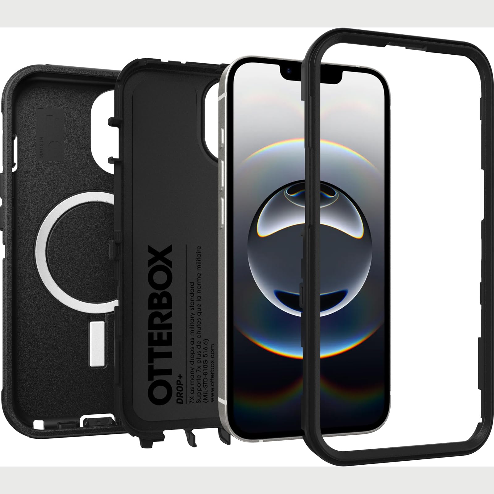 OtterBox Defender Series MagSafe Etui do iPhone 17e, 16e, 15, 14, 13, odporne na wstrząsy, odporne na upadek, wytrzymałe, etui ochronne, 7 Razy Przetestowane Zgodnie ze Standardami Wojskowymi,Czarne