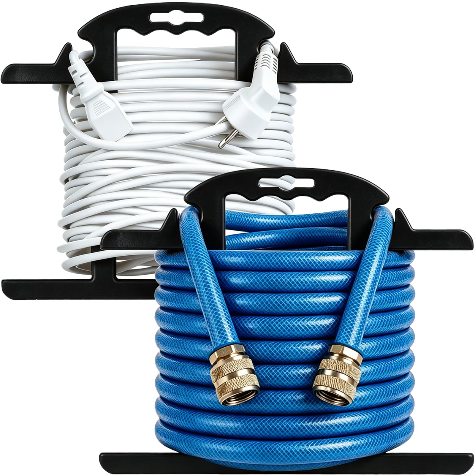 Filltown 2 Pack Heavy Duty Cable Reel Hose Reel, H-Shape Extension Lead Reel with Carrying Handle for Garden Tools, Christmas Lights, Camping Cables, Hoses & Ropes, Office Wires - Black