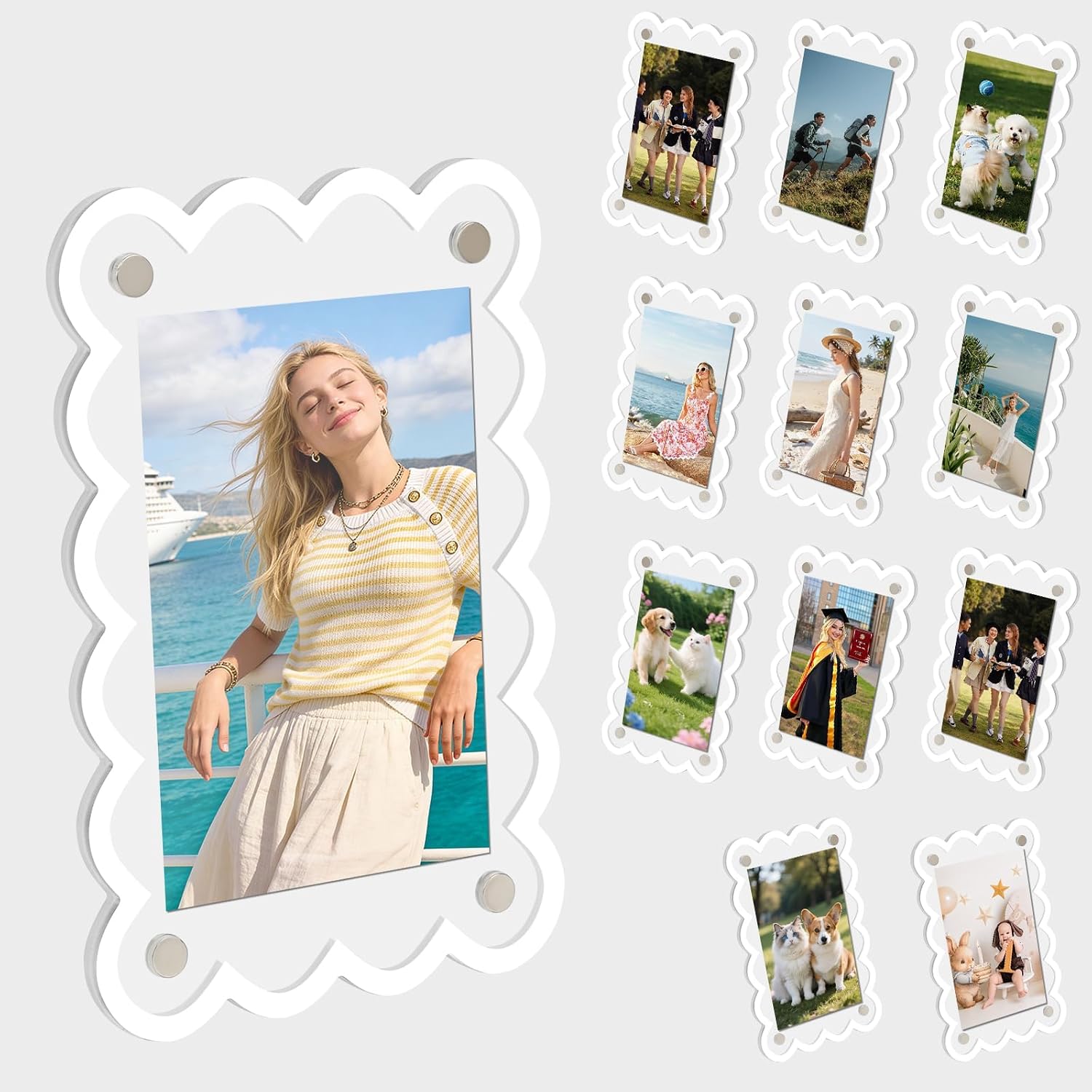 Acrylic Fridge Magnetic Frame, 6 Pack, polaroid photo 2.36 x 3.54 in