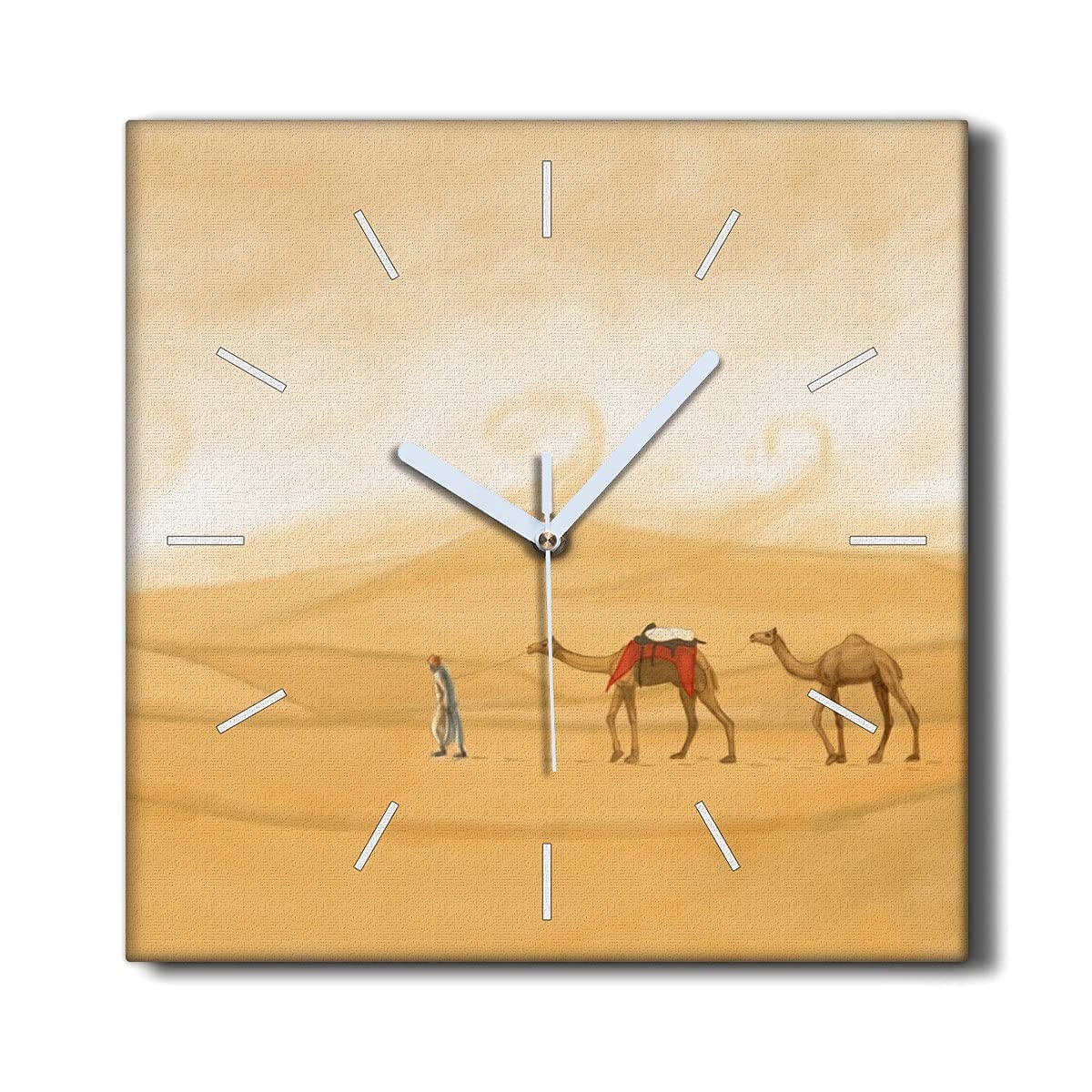 Horloge sur Toile 30x30cm Animaux du Désert Silencieuse pour Salon