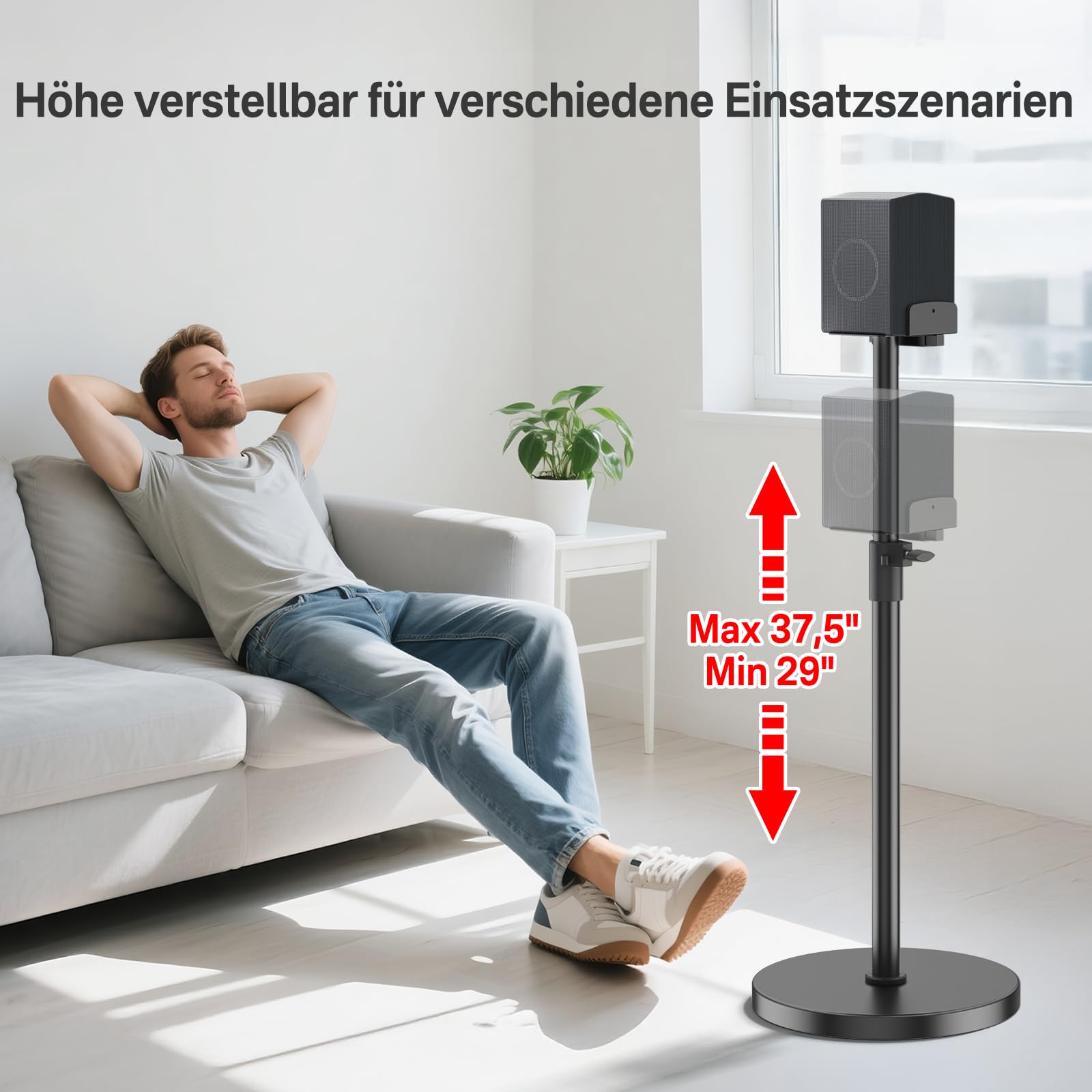 Supporto da Pavimento per gli Altoparlanti Posteriori per Samsung, Regolabile in Altezza 74–95 cm, Supporto per Altoparlanti Surround per Samsung HW-Q990F/HW-Q990D/HW-Q990C/HW-Q930F