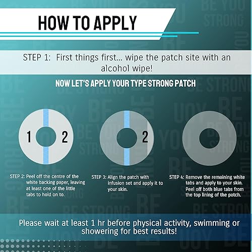 Miniatura 6 de TYPE STRONG Parches adhesivos universales para bombas de insulina, impermeables y resistentes al sudor, diseñados para pieles sensibles, parches