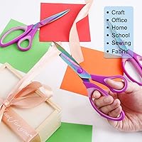 Vista 2 de 8.5" Scissors All Purpose, Multipurpose Office Scissors Set of 3 Pack, Titanium Coating Sharp Blade, Soft Comfort-Grip, Ideal for Fabric, School