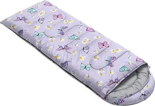 Miniatura 4 de QOOMO Saco de dormir para camping, 3 estaciones, clima cálido y fresco, ligero, saco de dormir impermeable para adultos y niños, viajes y al aire
