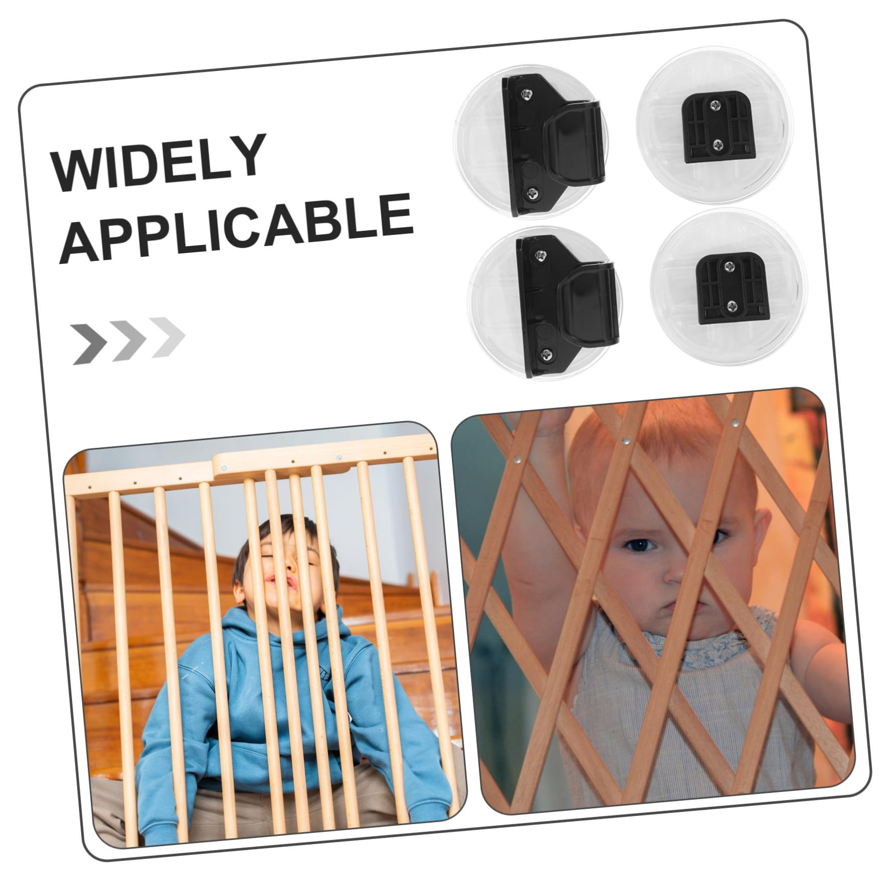 Conector de Puerta Infantil Extensible y Plegable para Interior, 2 Piezas | Plástico Negro, Instalación Rápida, Juego de Repuesto para Parque Infantil y Cierre de Extensión
