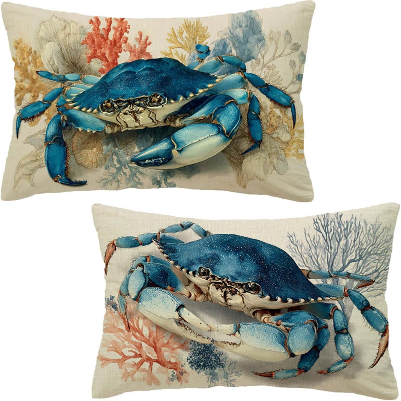 Housse coussin bleu rectangulaire en lin pour protéger votre canapé