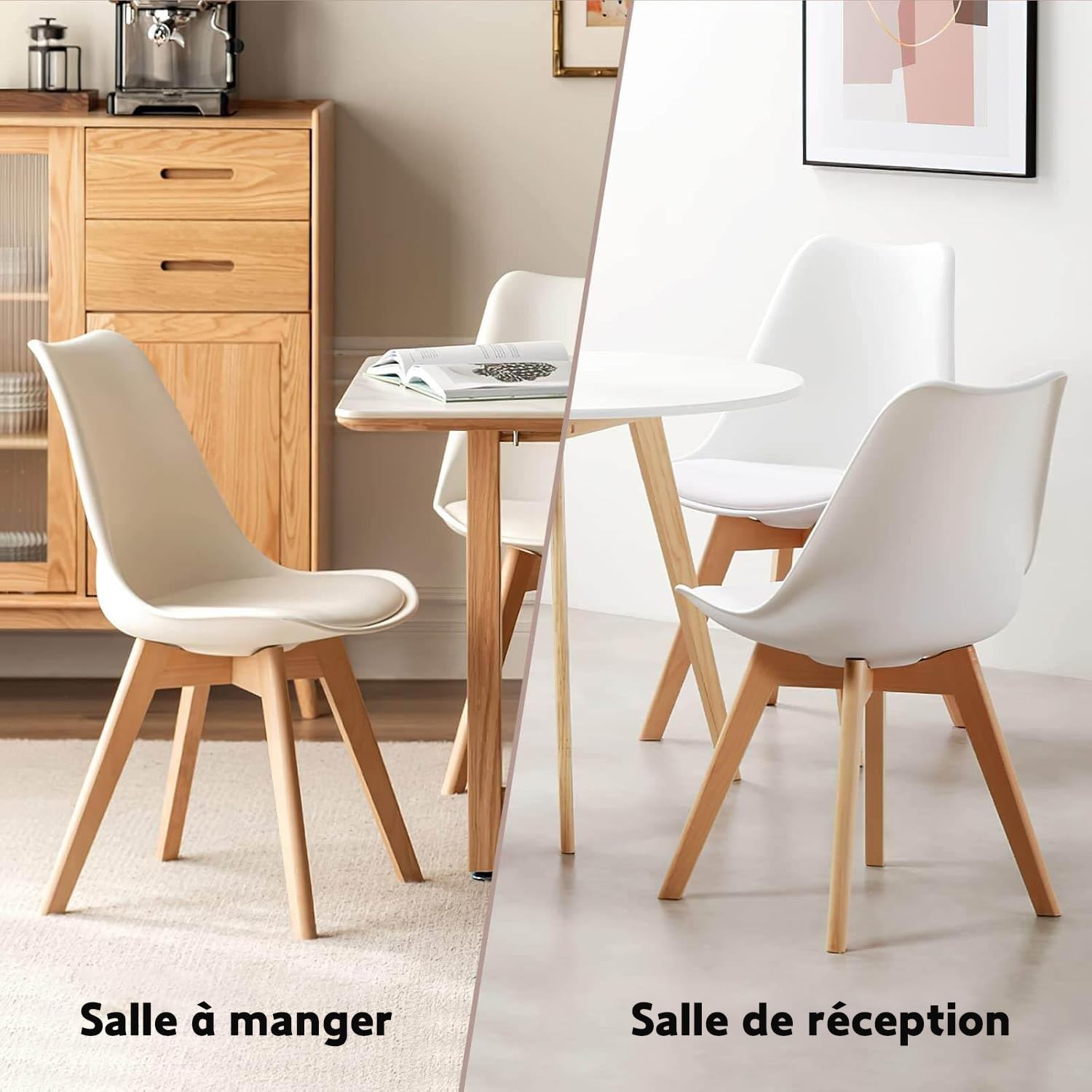 Chaises Salle à Manger Scandinave Lot de 4 Blanc