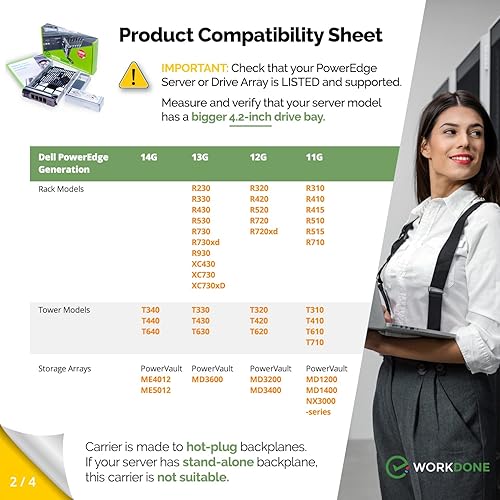 Miniatura 13 de WORKDONE Paquete de 6 unidades – Organizador de disco duro de 3.5 pulgadas con adaptador de disco duro de 2.5 pulgadas – Compatible con servidores
