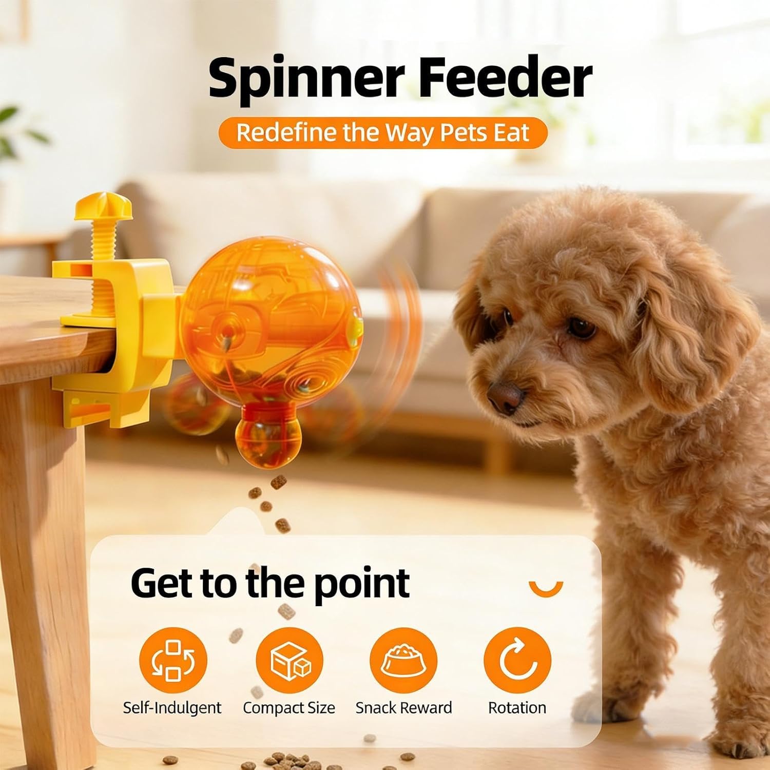 Cat Slow Feeder Bowl,Rotating Interactive Feeding Toy - Dog Slow Feeder Bowls Dispenser Toy,for Table Indoor Living Room Daily Feeding Play Pet Training