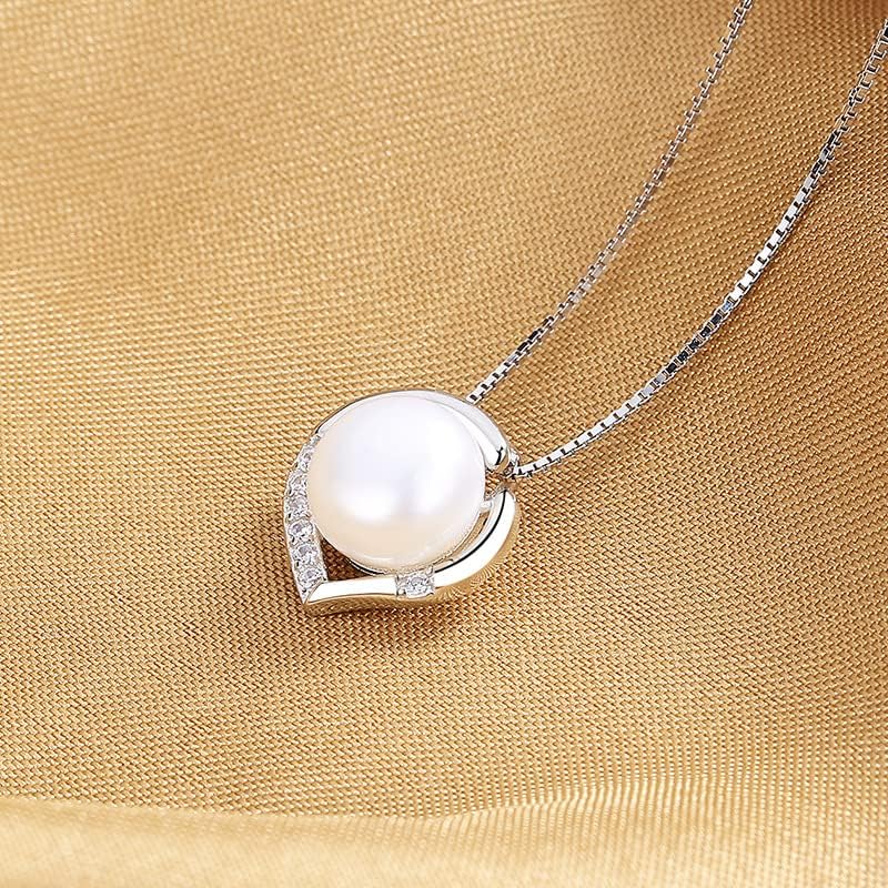 NONNYL Freshwater Cultured White Real Pearl Pendant Necklaces for Women, Christmas Gifts for Wife Mom Girlfriend, Anniversary Birthday Fine Jewelry Gifts for Her