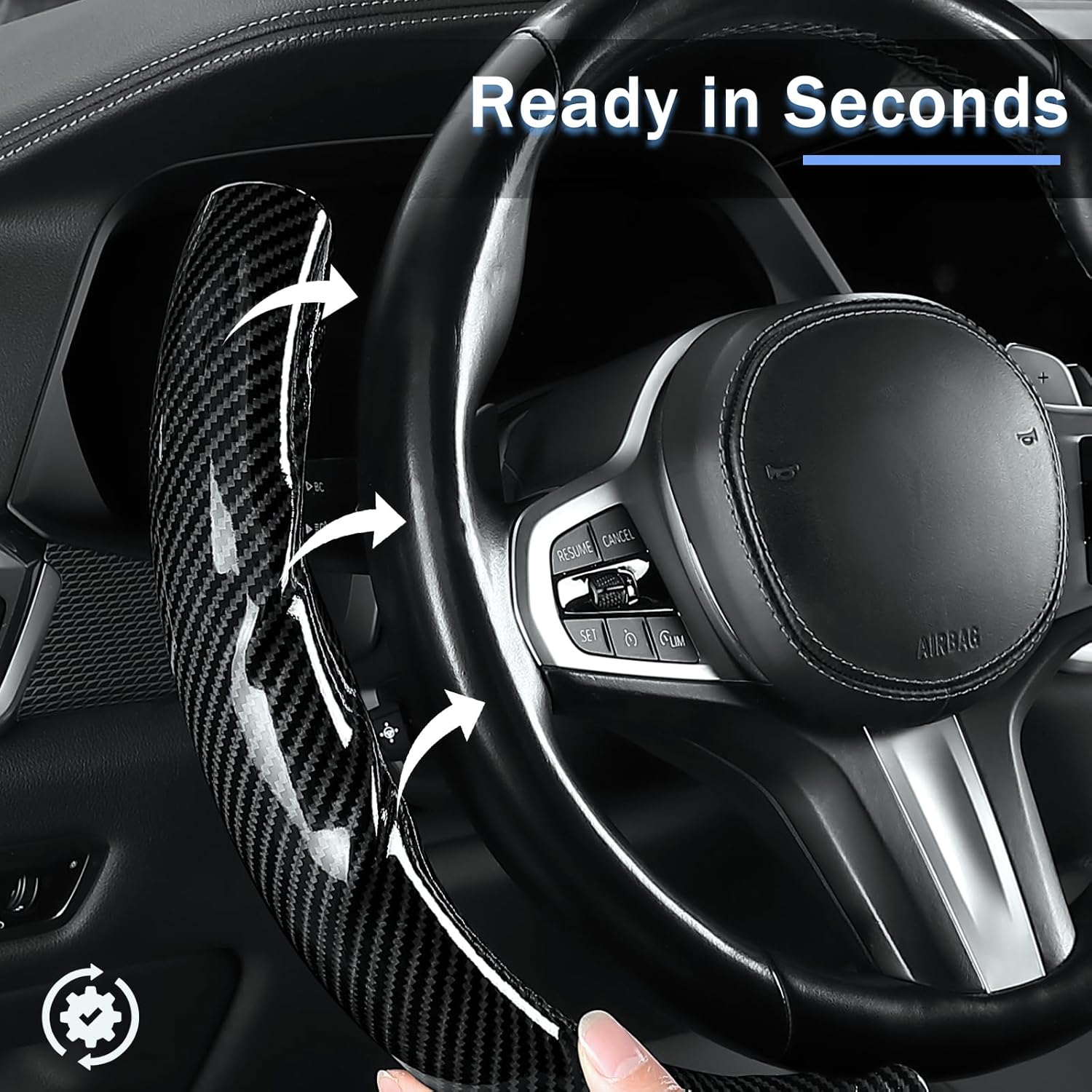 Steering Wheel Cover for BMW 3 4 Series(2021-2024) 5 Series(2020-2023) X5(2019-2020) X7(2020-2025) 328i 320i 330i 325i 528i 535i 530i M3 2 4 7 8 Series X3M X4 X6 XM M2 M4 M5 M8 Z4 i4, Glossy Black