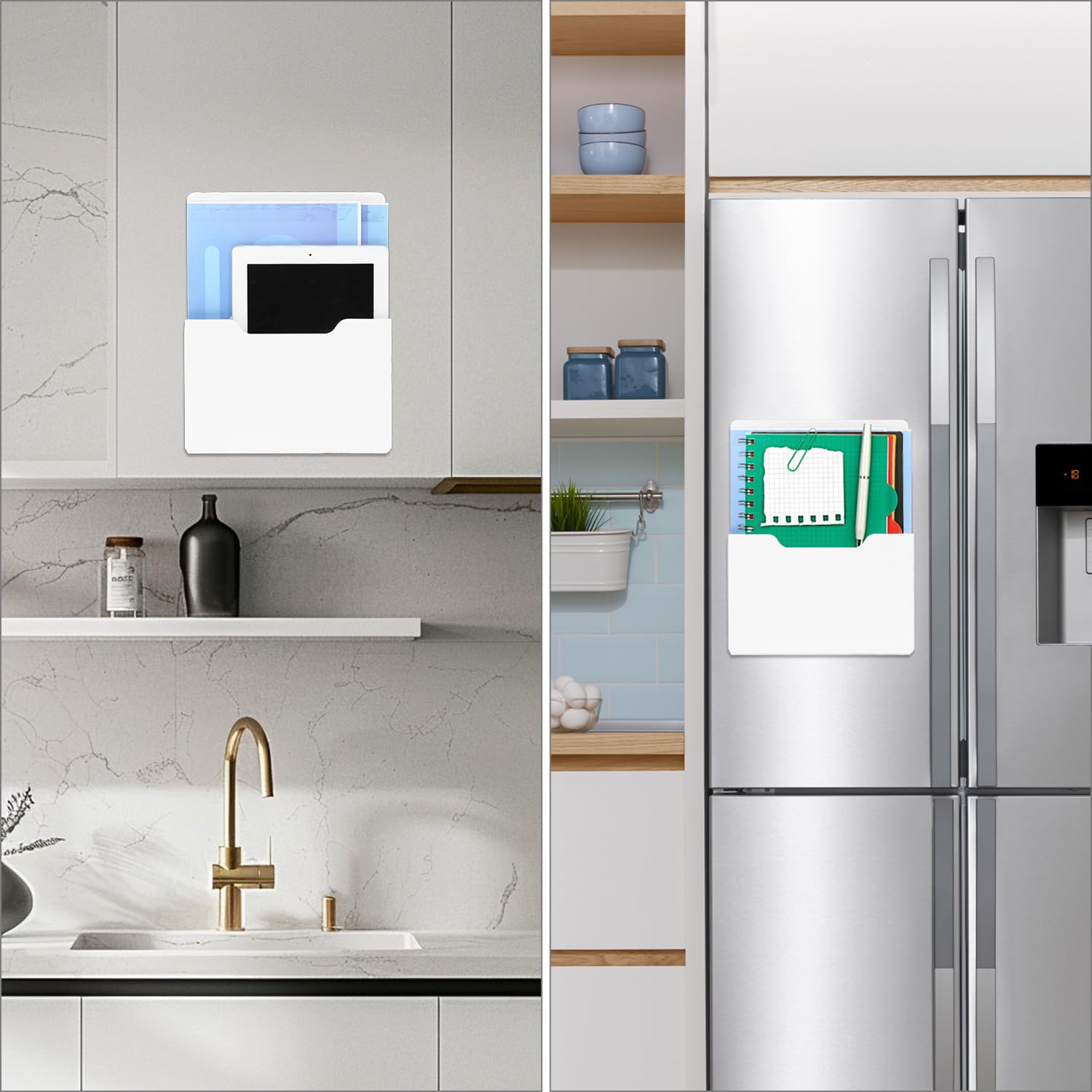 QWORK 2 Piezas Archivador Magnético Organizador de Escritorio Porta Folletos A4 Blanco