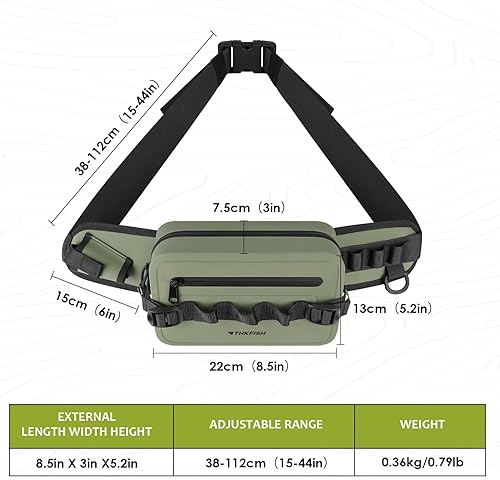 Miniatura 4 de THKFISH Riñonera de pesca impermeable con soporte para caña de pescar, cierre hermético con cremallera, bolsa ligera para pesca con mosca