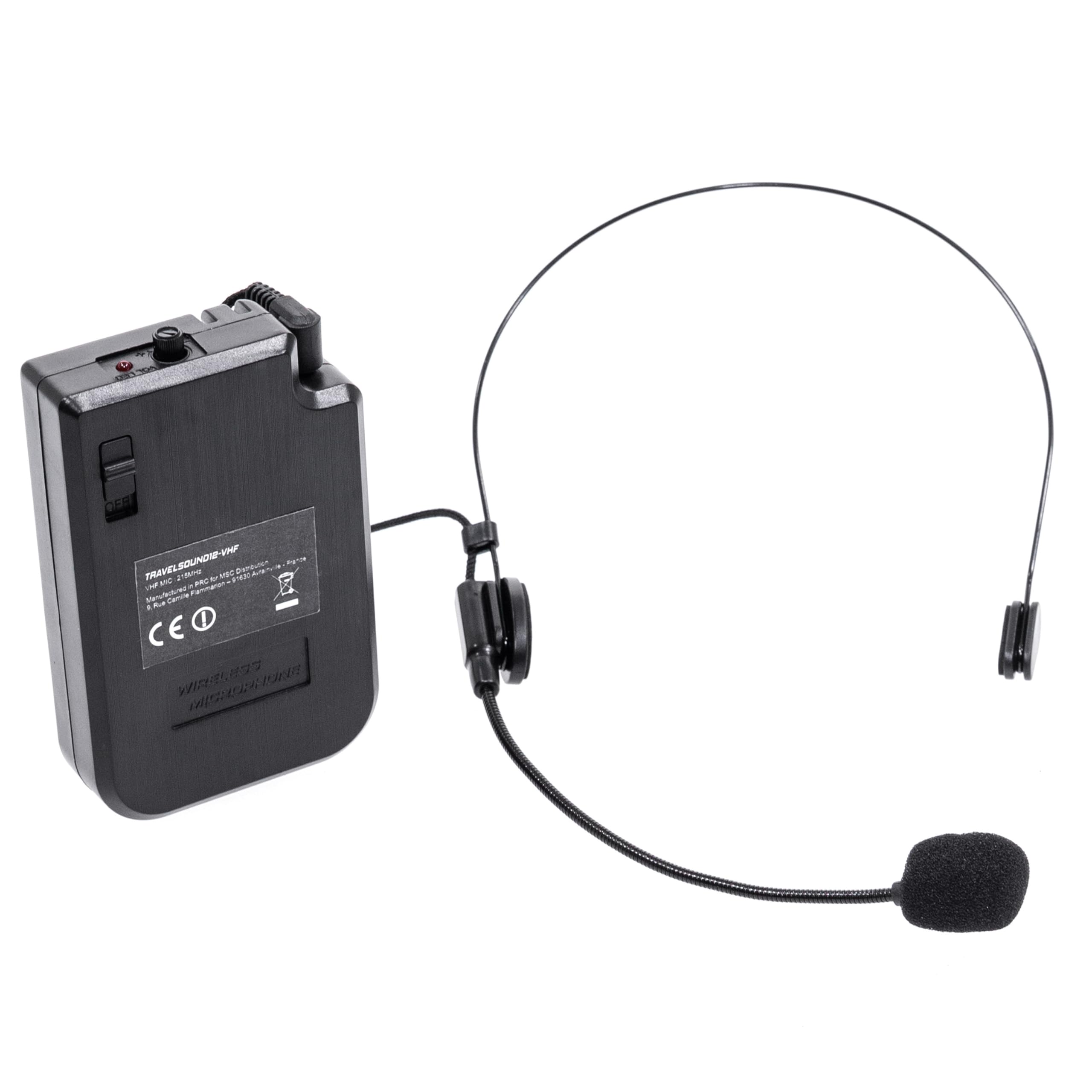BoomTone DJ TRAVELSOUND12-VHF Système de Sonorisation Portable Noir 600W avec Bluetooth. Lecteur USB, SD et Micro Main et Serre-tête VHF Inclus. Idéal pour DJ, Karaoké, Spectacles de Rue et Fête