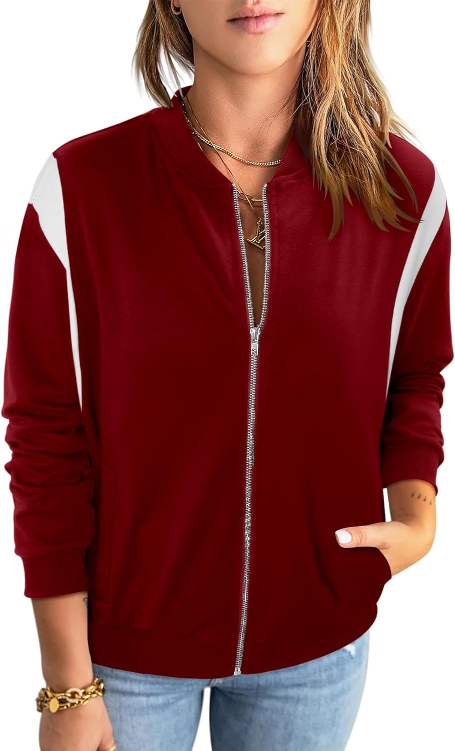 CRAZY GRID Women's Zip Up Jacket Casual Long Sleeve Sweatshirts Fall Coat Outerwear Windbreaker with Pockets S-XXL - Image 2