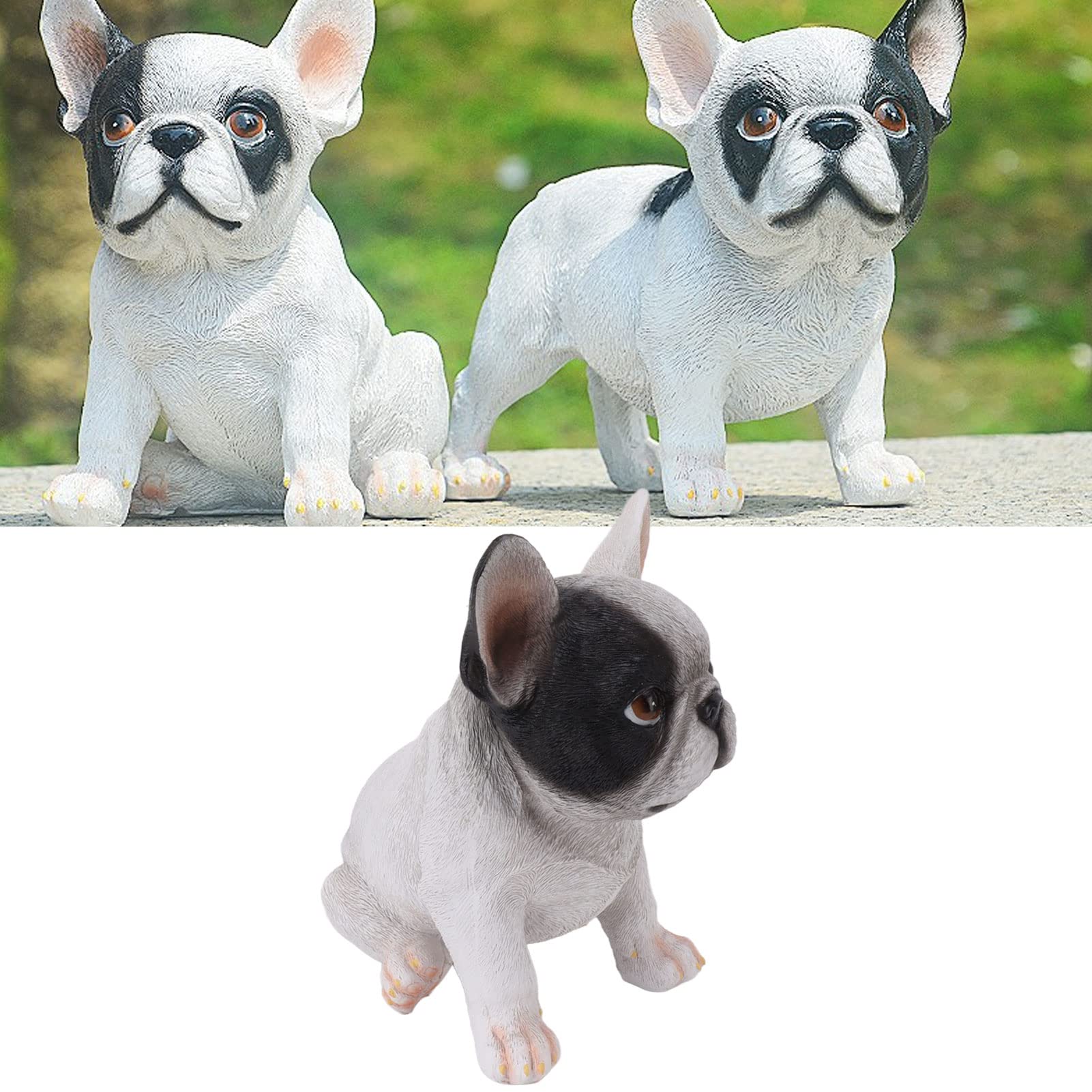 Statua Bulldog Francese In Resina - Decorazione Per Giardino O Casa - Grigio Pietra 12x11x5 Cm