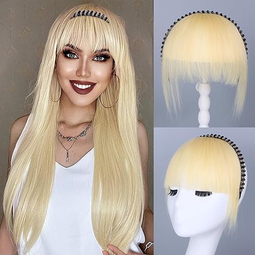 Yargel Hair Platinum Blonde Human Hair Clip in Bangs Platinum