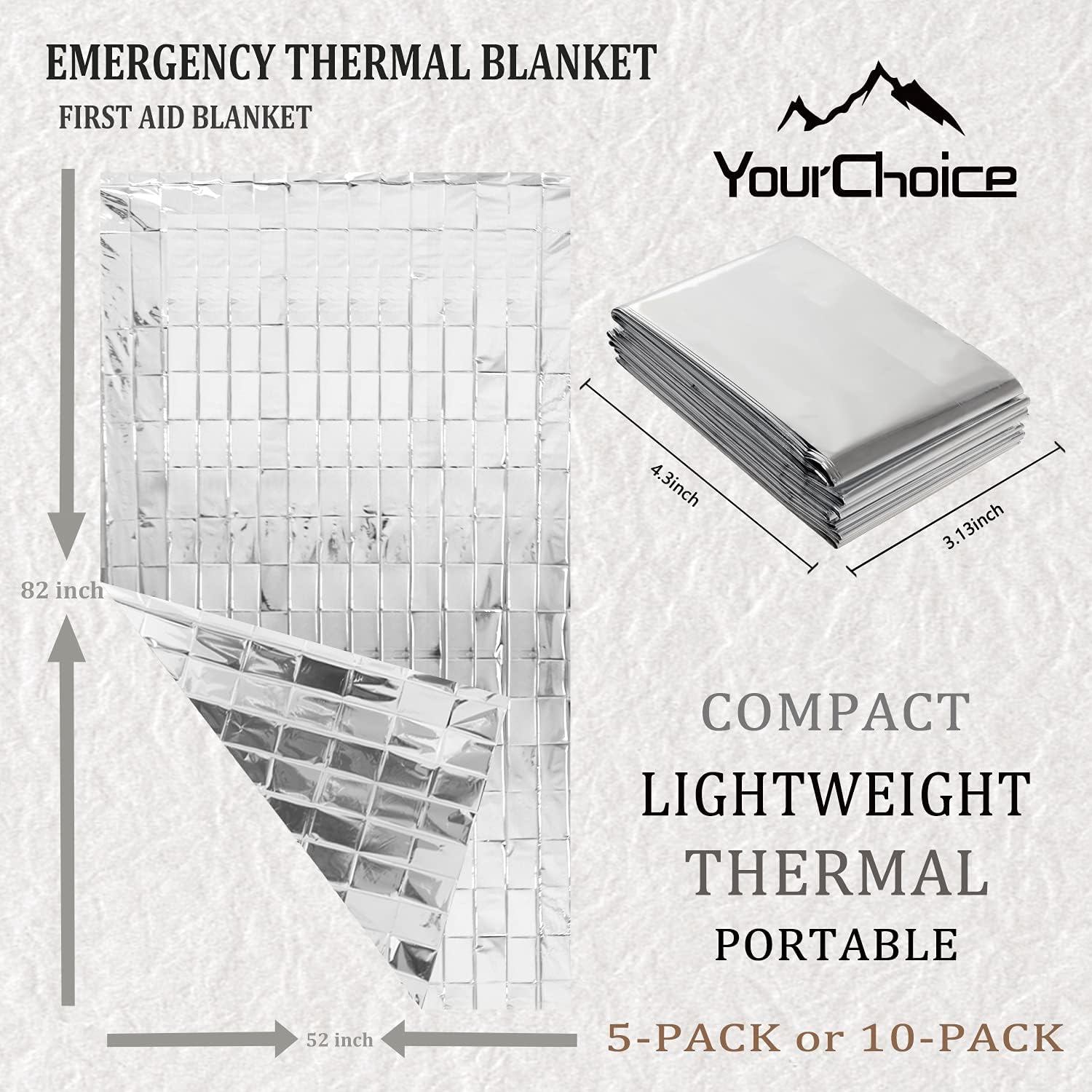 Your Choice Emergency Thermal Blanket,Survival Space Mylar Safety Blankets for Camping, Hiking, Outdoor and First Aid, Sliver,5 Pack : Sports & Outdoors