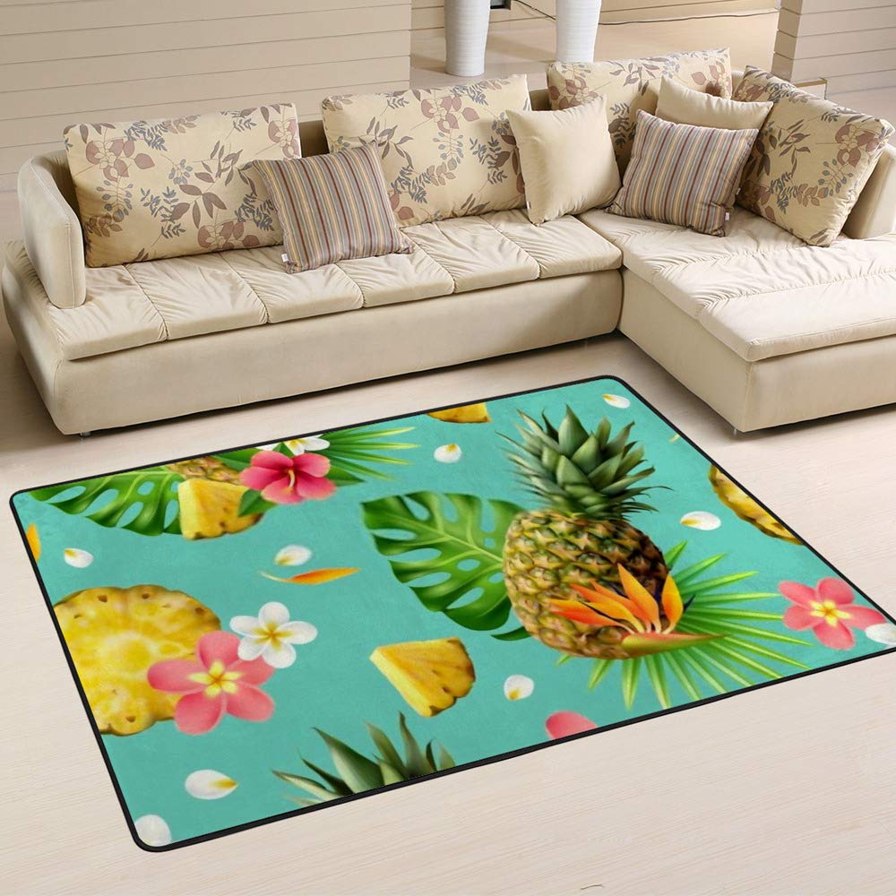 Tapis ananas shaggy anti-boulochage en polaire douce pour chambre enfant
