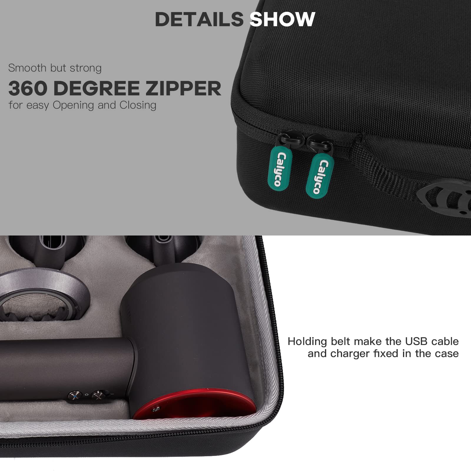 Estuche para secador de pelo Dyson Supersonic, portátil, estuche de almacenamiento duro de viaje con espacio de almacenamiento adicional para accesorios (solo funda) 3