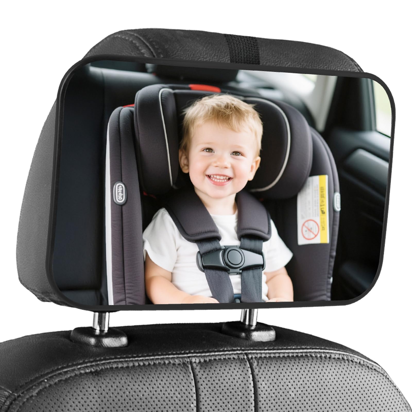 Vicloon Autospiegel Baby Rücksitz, Rücksitz Rückspiegel mit Schnalle Clips, Rücksitzspiegel für Babys, Bruchfestes, Groß Vision Babyspiegel Rücksitzspiegel für die Meisten Fahrzeuge-Schwarz