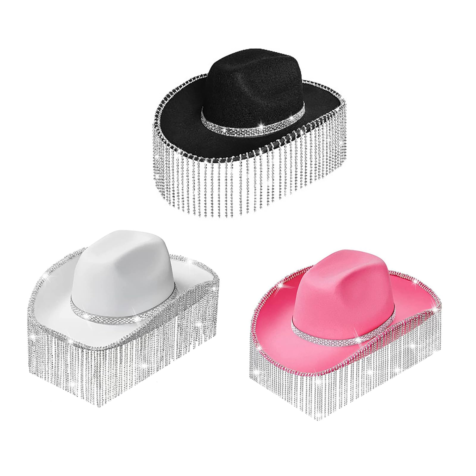 SUXINRY Cowboy Hat Women Rhinestones Cowgirl Hat Glitter 