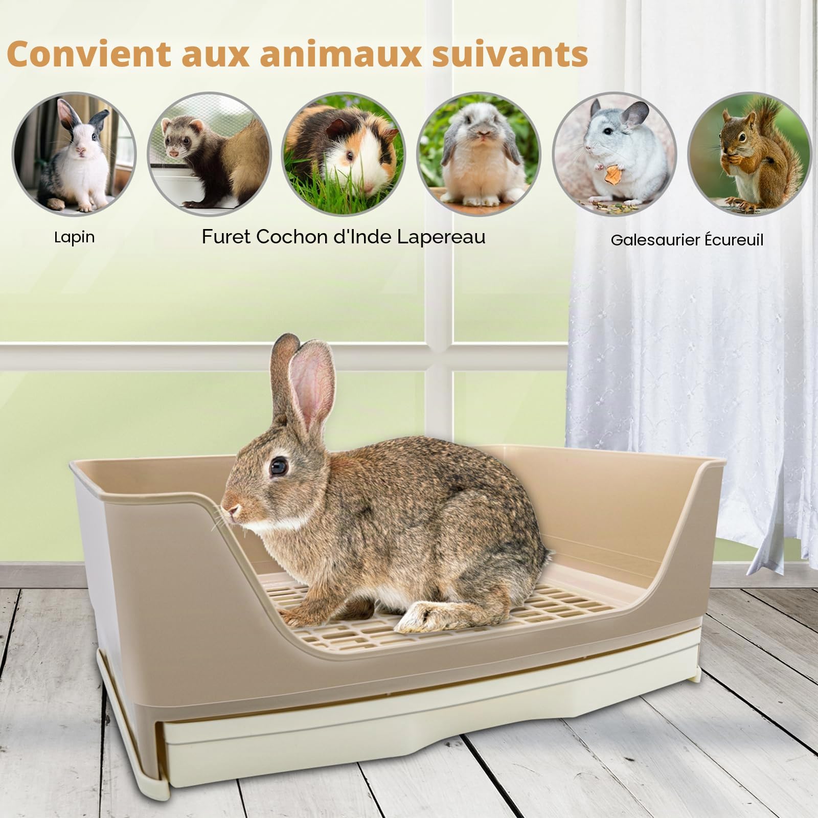 Grande toilette pour lapin avec tiroir amovible bac à litière d'angle pelle durable pour petits animaux lapins cochons d'Inde