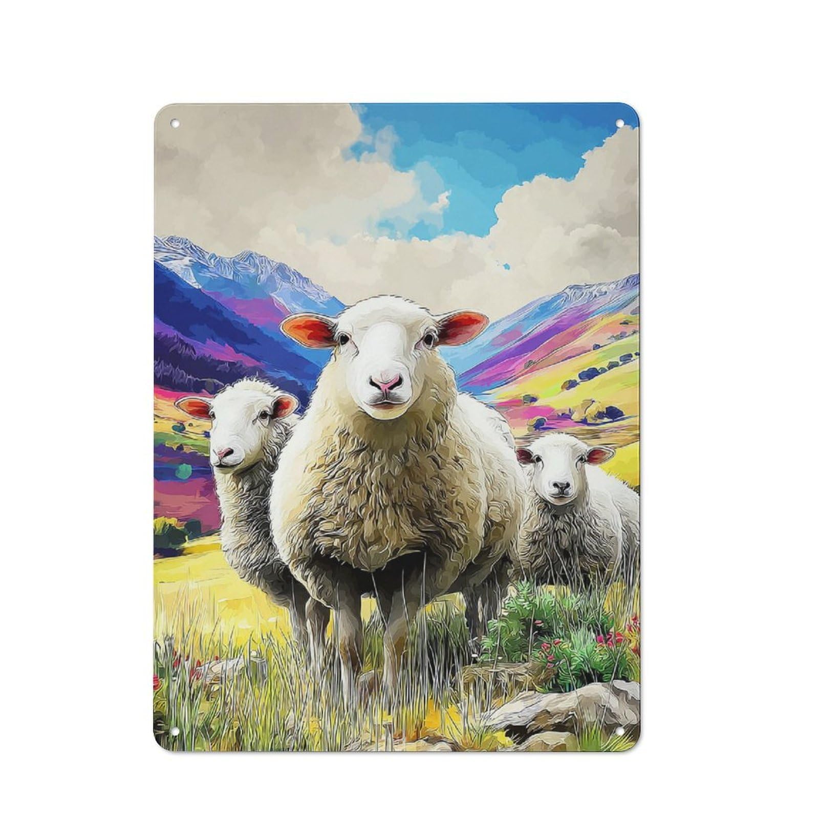 Junmoney Pastoral Sheep Serenity -1 Retro Vintage Tin Sign 40X30cm, Cafe Wall Decor For Kitchen, Cafe, Pantry Or Dining Room