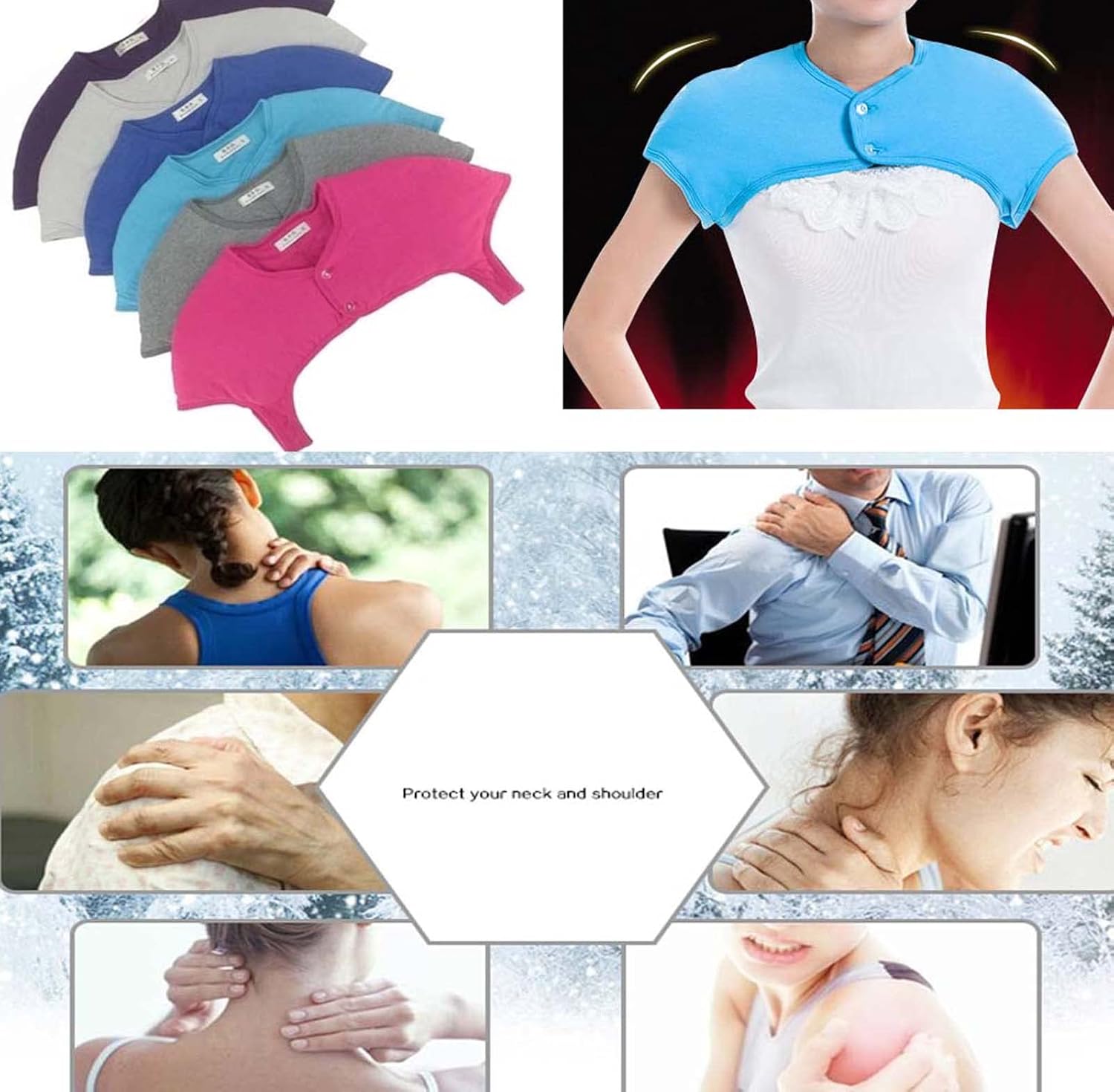 Warm Waistcoat Prevent Arthritis Pain, Soothe Migraines, Soft Thin Shoulder Warmers, Navy : Health & Household