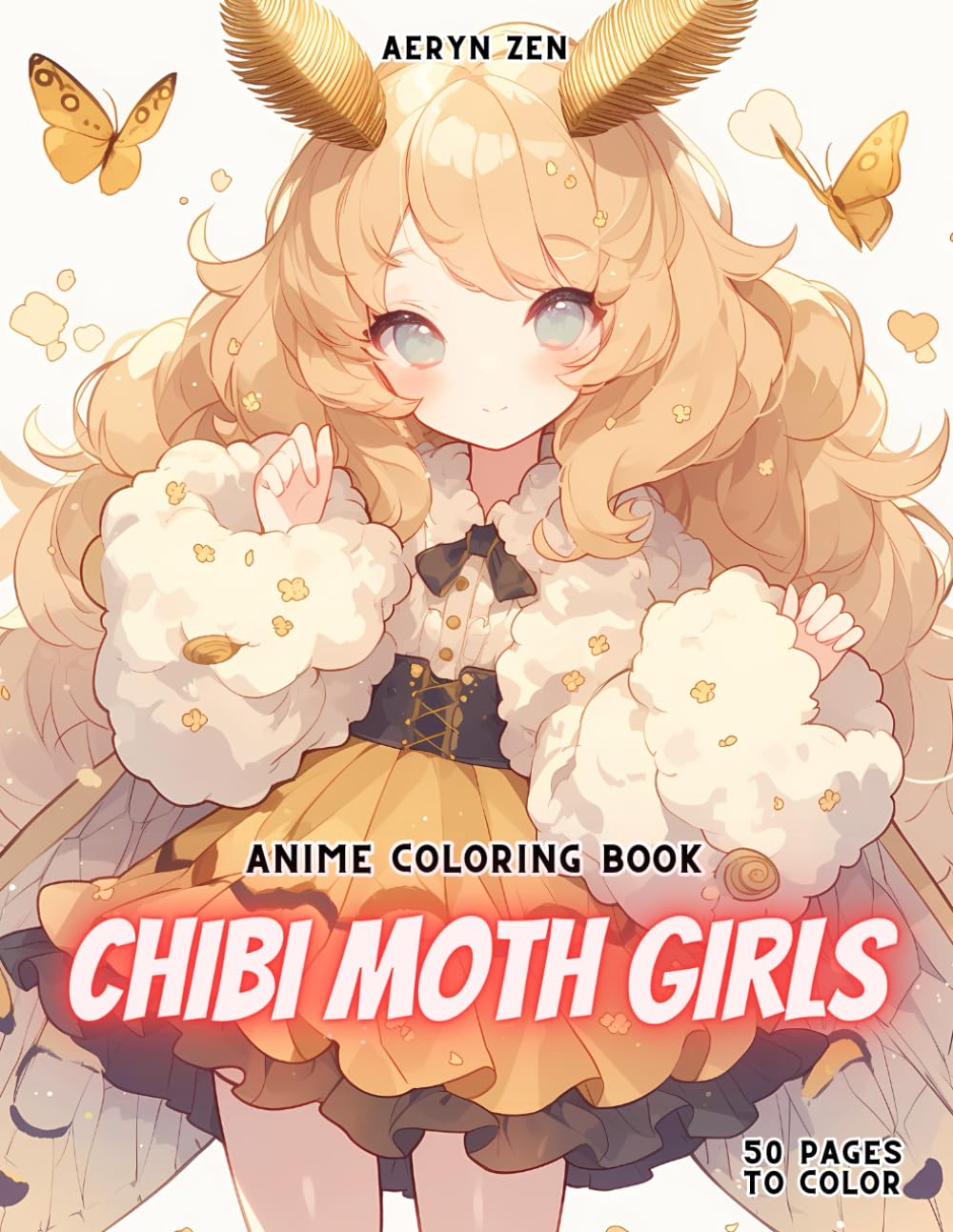 Anime Coloring Book: Chibi Moth Girls