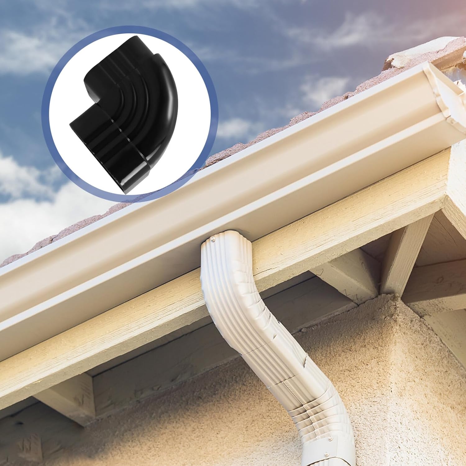 HOMSFOU Gutter Downspout Elbow Alloy Rain Downspout Elbow Rain Adapter Bend Angle Downspout Fitting Connector