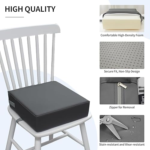 Miniatura 4 de Eiury Asiento elevador de mesa de comedor para niños pequeños de poliuretano lavable impermeable doble cinturón de seguridad antideslizante asiento