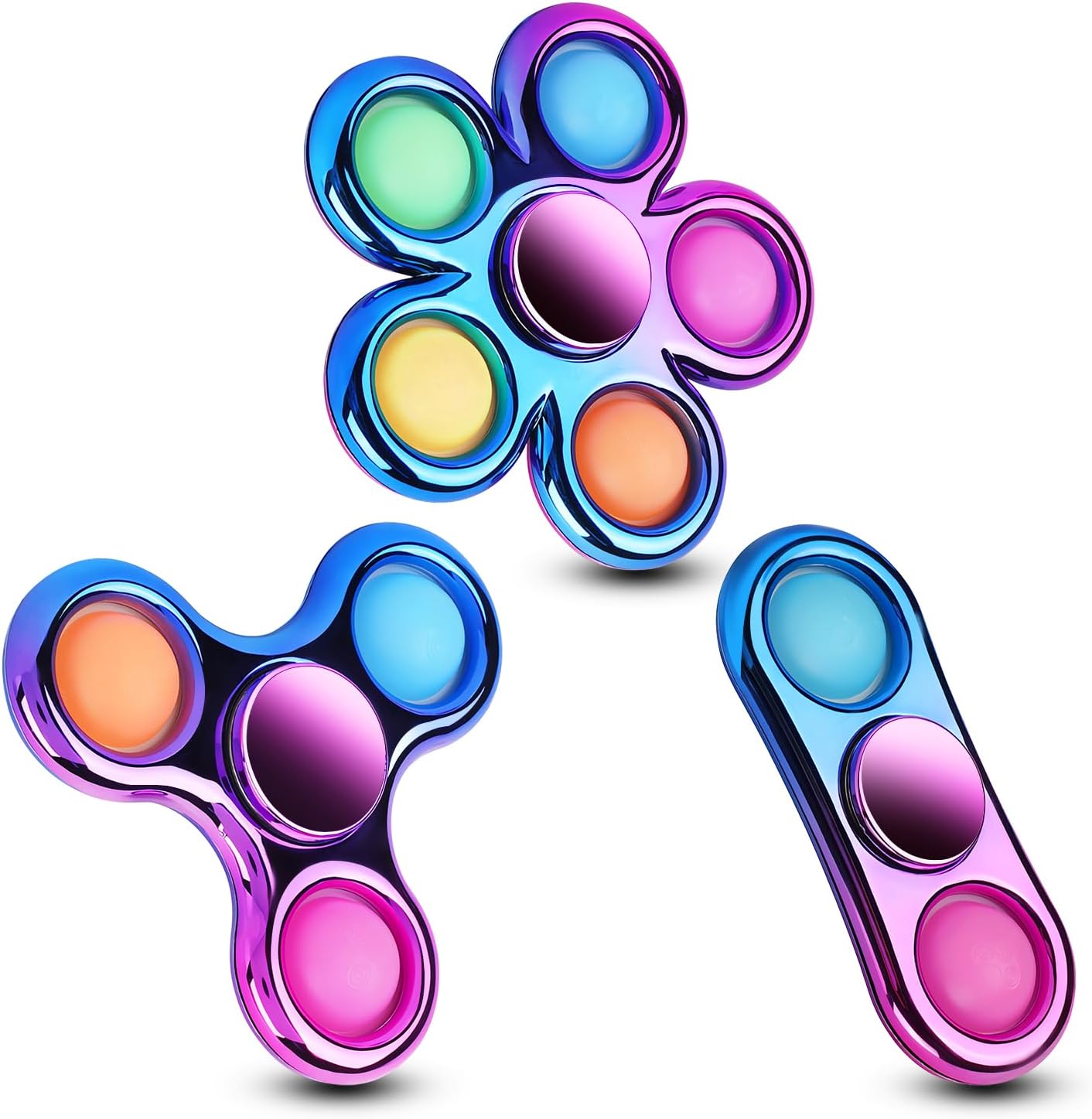 FIGROL 3 Pack Pop Fidget Spinners for Party Favors|Hand Fidget Bulk Toys for Classroom Return Prizes|Sensory Fidget Toys for Teens Boys Girls|Brithday Gifts Prizes