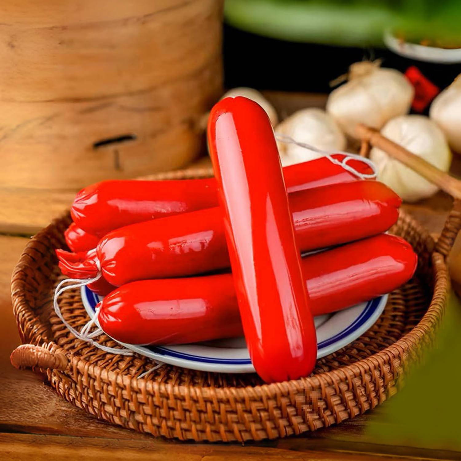 Tissting Involucro per Salsicce, Custodia per Salsicce in Plastica 20m x 45mm Non Commestibile Resistente alle Alte Temperature Macchina per Hot Dog per Salsicce Saporite Fatte in Casa Sticks Stuffer