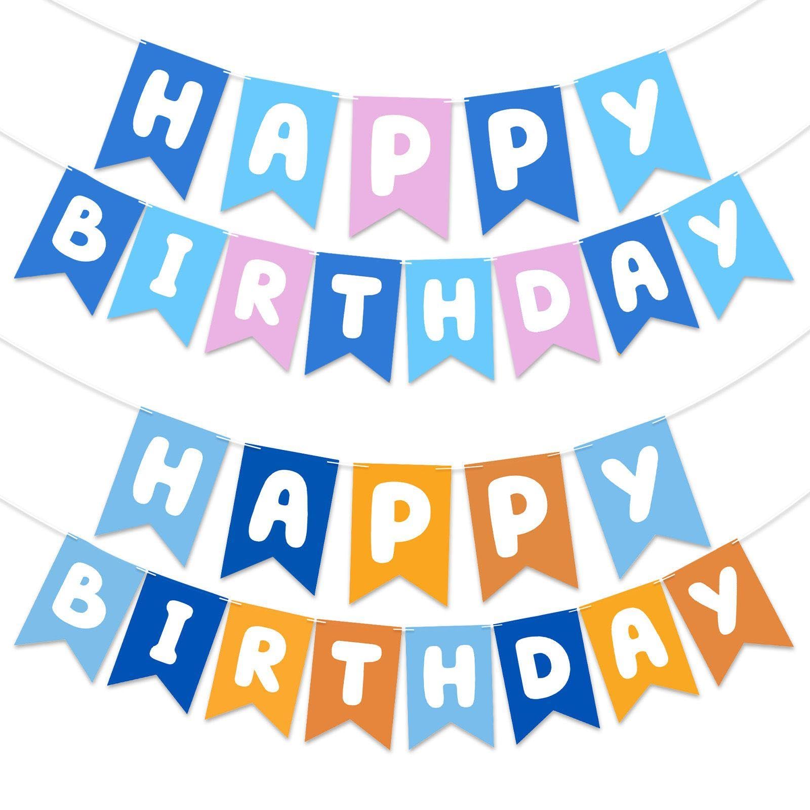 Rnskfg Blue Orange 2 Sets Of Birthday Salad Flags, Birthday Party Decorations, Party Atmosphere Arrangement, Photo Props.
