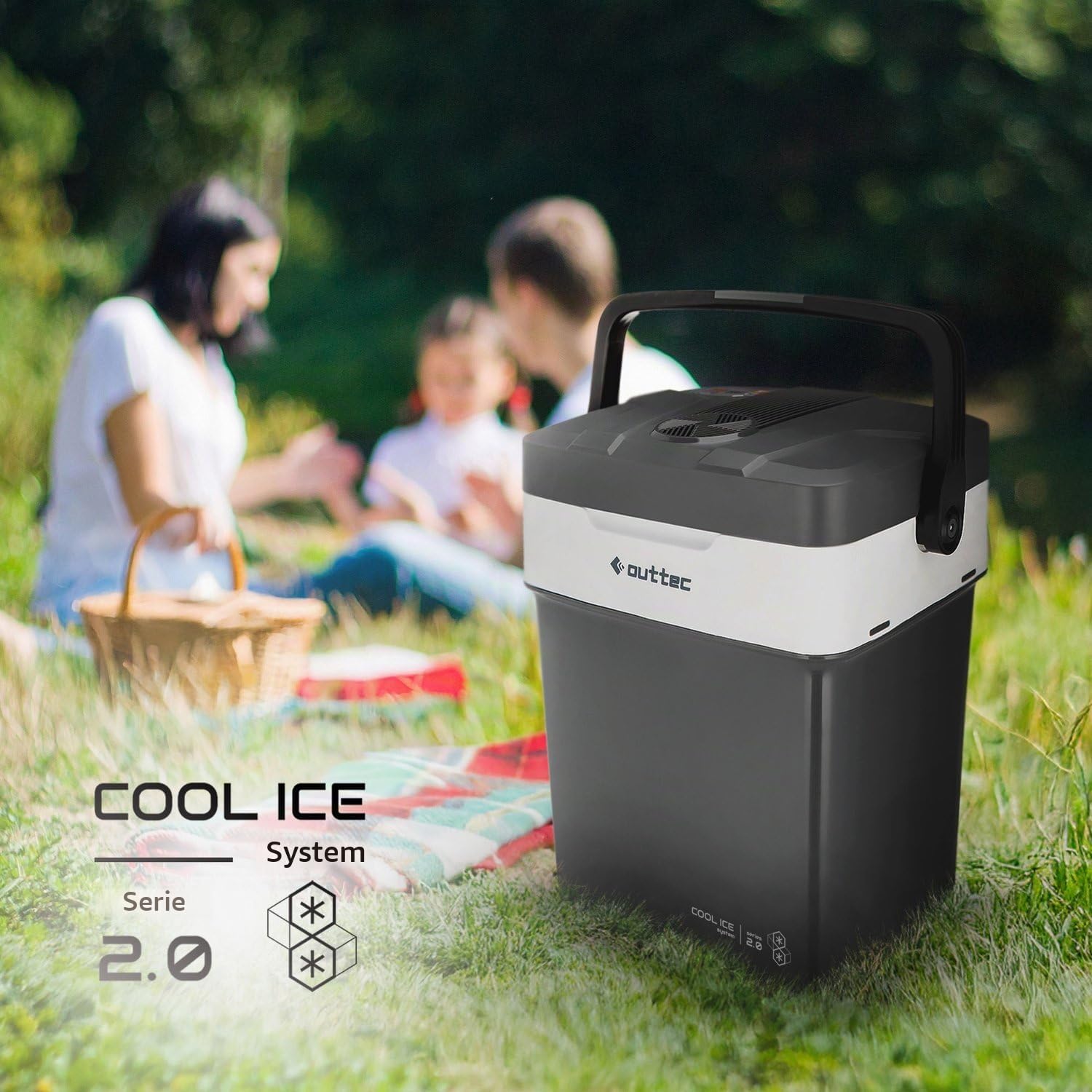 Mini Kühlschrank, 32L Nutzinhalt, Elektrische Kühlbox Klein, Camping Kühlschrank, Tragbare Kühlboxen, Kühltasche Elektrisch für Camping, Büro, Garten, Picknick, Outdoor