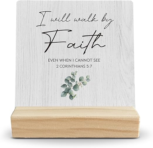 Amazon.com: FUGWN Christian Bible Verse Wood Desk Sign, Inspirational ...
