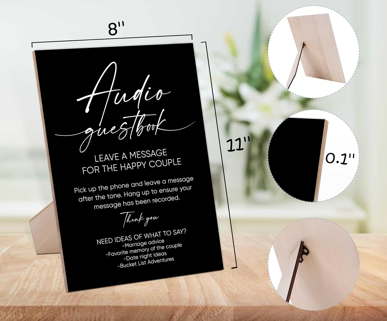 Audio Guest Book Sign, Minimalist Wooden Sign With Stand, Wedding Reception Signs, Party Supplies, Bridal Shower Centerpieces, Engagement Party Decorations, Sign Our Guest Book Signs For Wedding-4 - Image 2