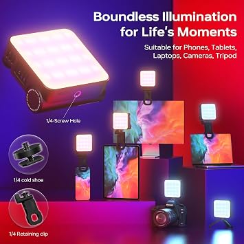 ZHIYUN CINEPEER CM15 15W RGB Video Light Selfie Light 360 Full Color Camera Light with Cold Shoe 2600mAh CRI 94+ 2500k~10000k Rechargeable Portable Outdoor Photography Lighting Fill Handheld Light