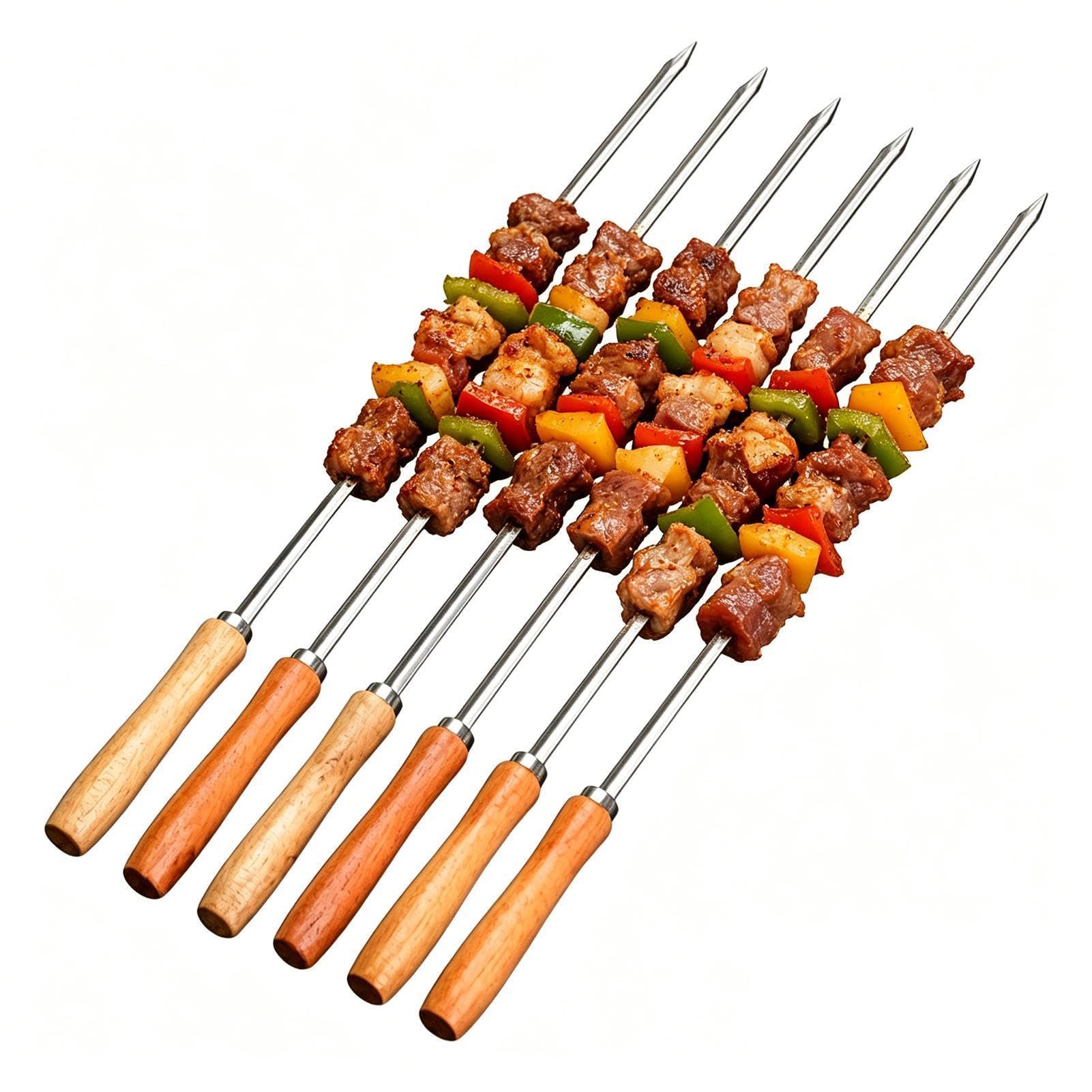 Pinchos al aire libre de 6 piezas para hacer kebab en barbacoas de jardín