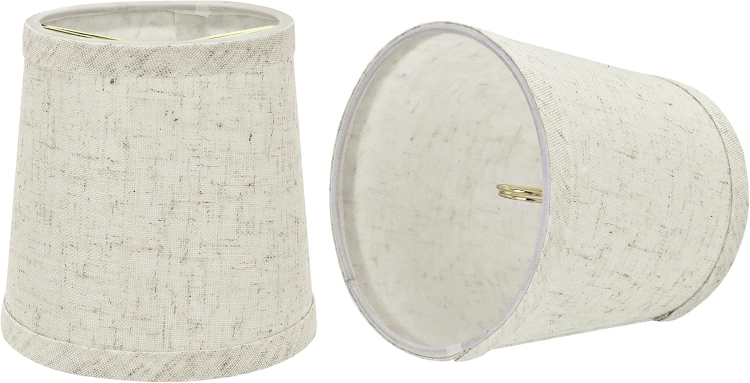 Aspen Creative 32832-2A Small Hardback Empire Shape Chandelier Clip-On Lamp Shade Set (2 Pack), Transitional Design in Flaxen, 5" bottom width (4" x 5" x 5")