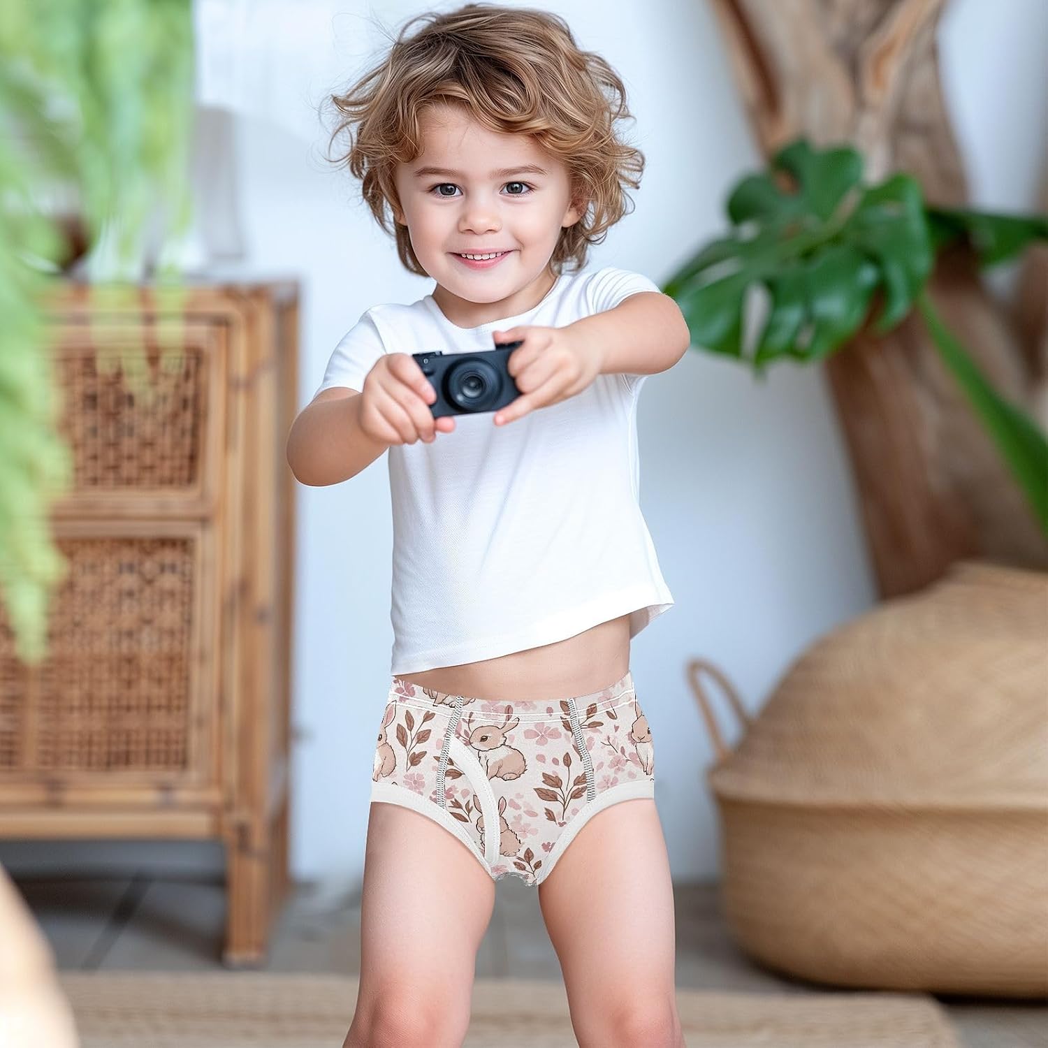 visesunny Boys Training Underwear Brown Rabbit Floral Breathe Cotton Potty Briefs Size 2T-8Y-8Y for Toddler 2T-8Y
