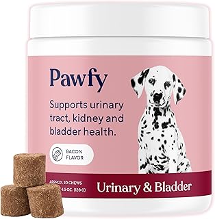 Pawfy Dog UTI Supplement | Cranberry & D-Mannose for Urinary Tract & Bladder Health | Ideal for Senior Dogs | Urinary Tract Infection Control | Dog Vitamins and Supplements - 30 Chews