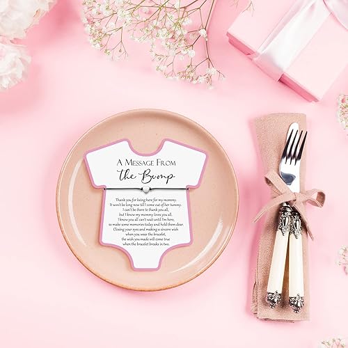 Miniatura 5 de Henoyso Juego de 25 pulseras ajustables para baby shower, tarjetas de corazón, regalo de fiesta de baby shower, regalos de revelación de género de