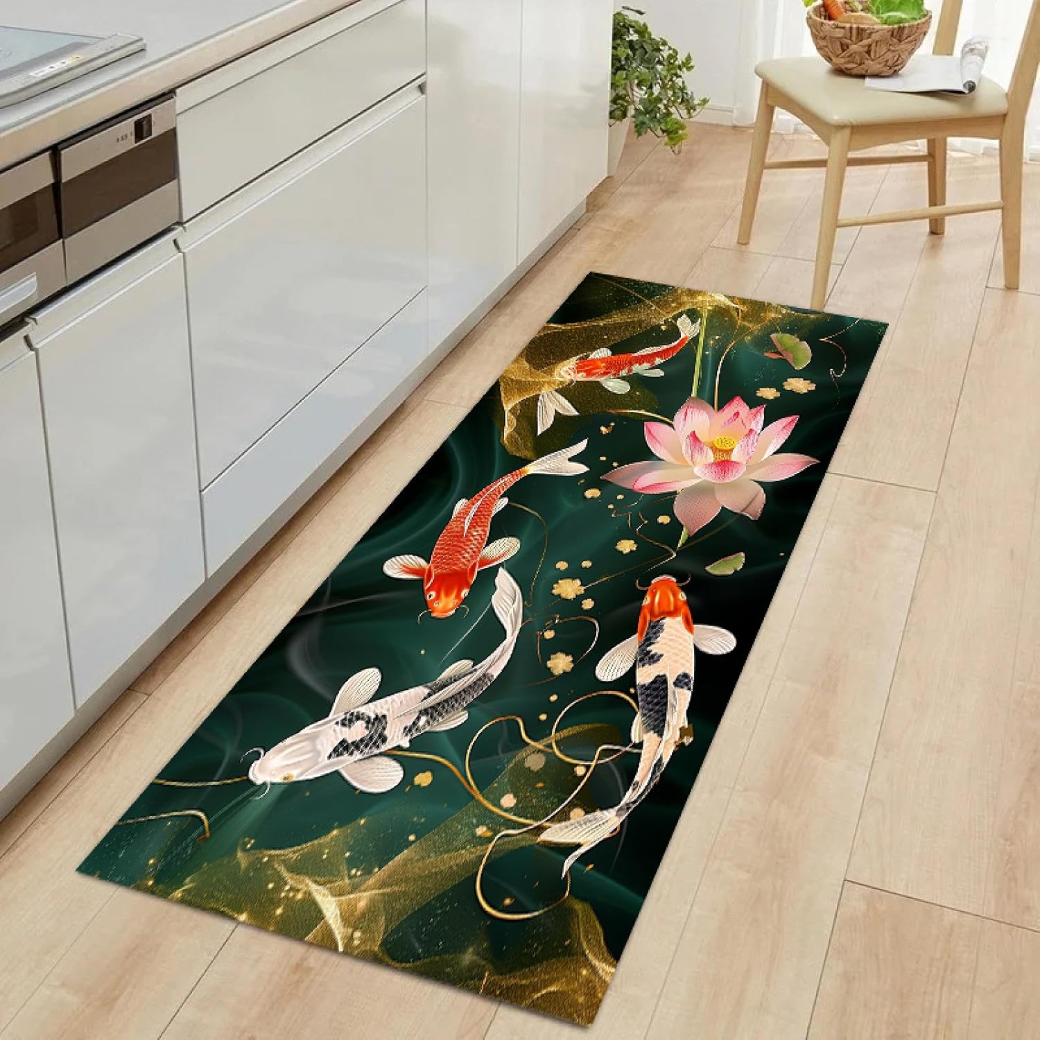Chinese Style Ink Painting Koi Fish Area Rug Carpet for Living Room Bedroom Office Decor Mat Bathroom Anti-Slip Rug 60x110cm