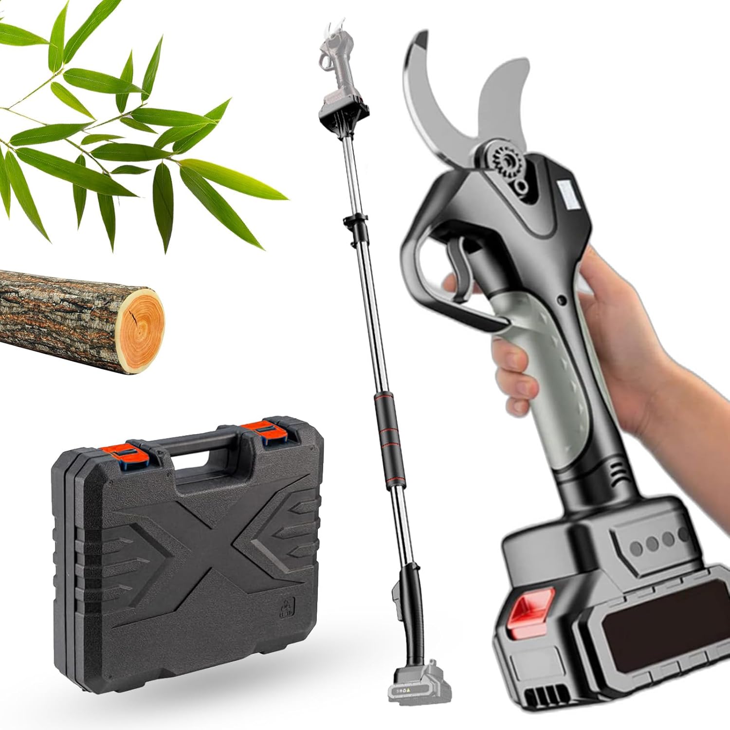 Professional Telescopic Tree Pruner with Extendable Pole - High Carbon Steel Blade, Ergonomic Handle for Effortless Branch Cutting, Lightweight and Safe Garden Tool,1Battery (1battery)