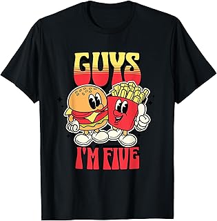 Guys I'm five burger birthday theme 5th birthday T-Shirt